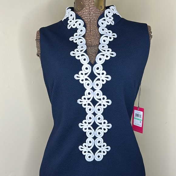 Vince Camuto Swirl Applique Sleeveless Sheath Dress - Picture 2 of 9